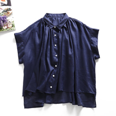 成人時尚質感亞麻襯衫女上衣襯衫短袖亞麻 190712 