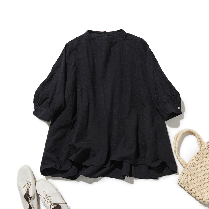 ふんわり優美な刺繍が魅力のコットンプルオーバー 7分袖　コットン100％　 250806-2