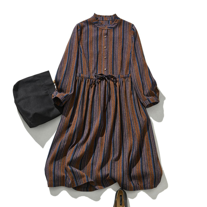 Vintage-inspired ruffle collar dress, long dress 240302-1