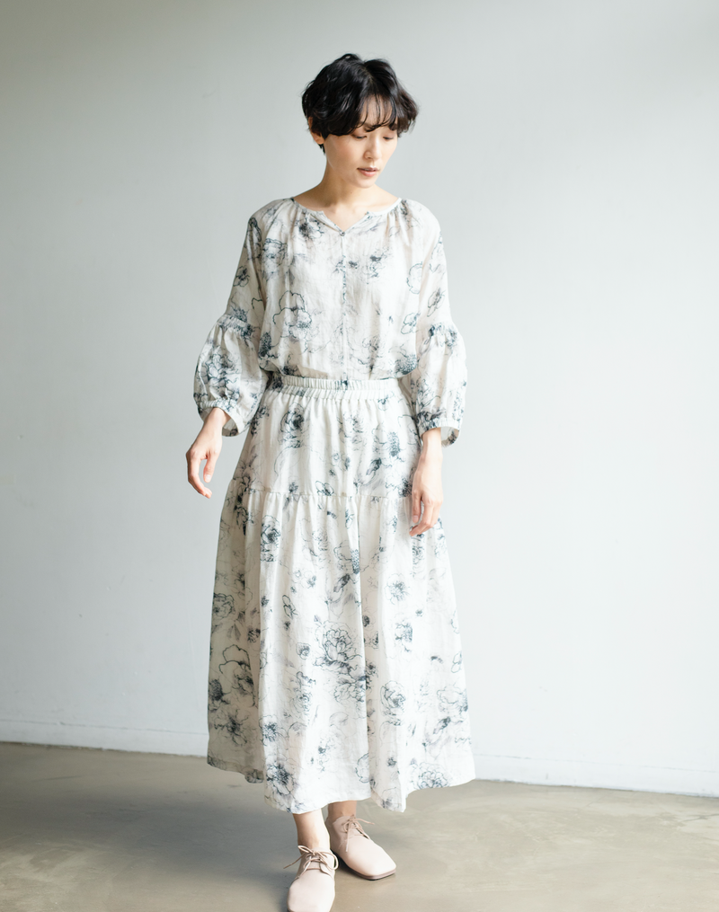 Limited-time offer: 10% off! Elegant and cool blouse for adults. Linen blouse, baller pattern blouse 230606-3