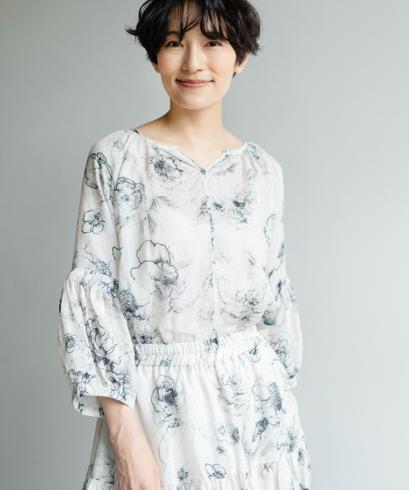 Limited-time offer: 10% off! Elegant and cool blouse for adults. Linen blouse, baller pattern blouse 230606-3