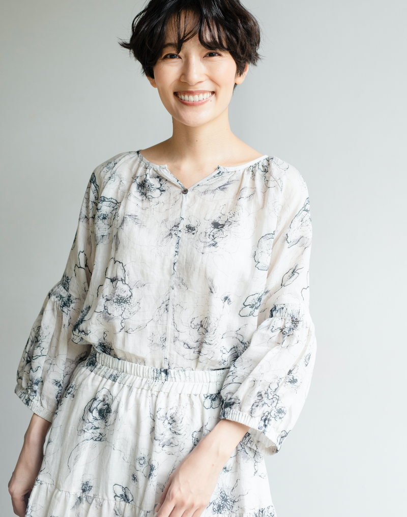 Limited-time offer: 10% off! Elegant and cool blouse for adults. Linen blouse, baller pattern blouse 230606-3