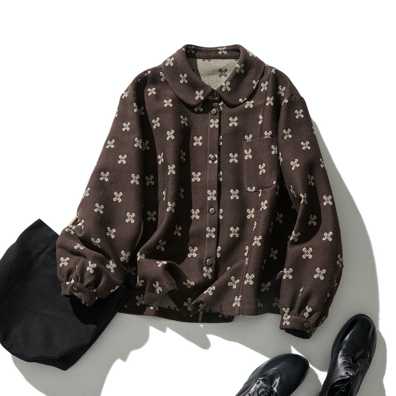 A stylish short outerwear made of cotton tweed fabric (230918-1)