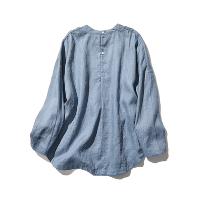 A simple yet stylish 100% linen long-sleeved blouse (230516-1) 