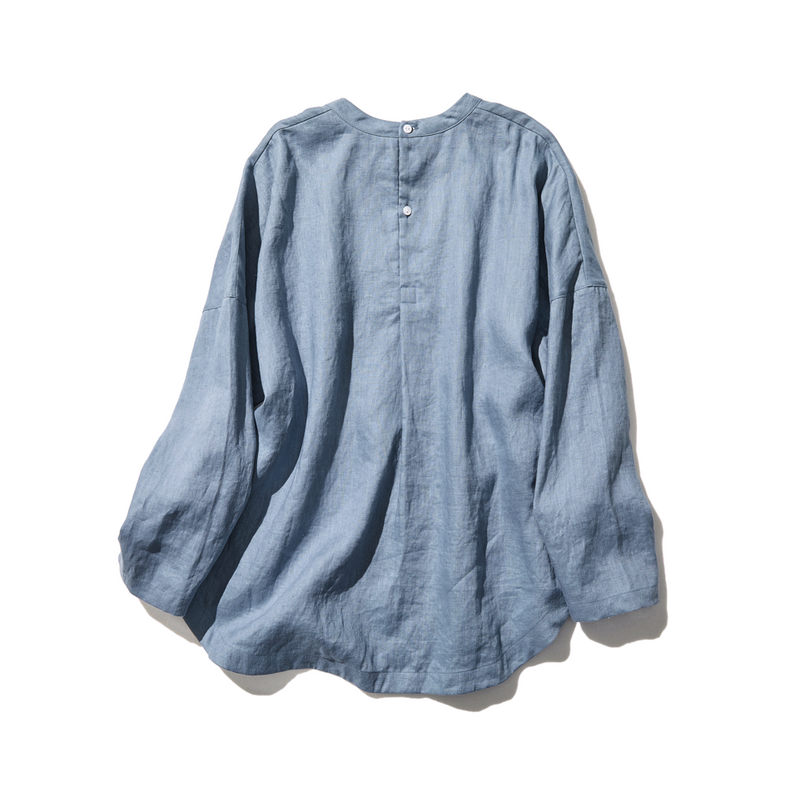 A simple yet stylish 100% linen long-sleeved blouse (230516-1) 