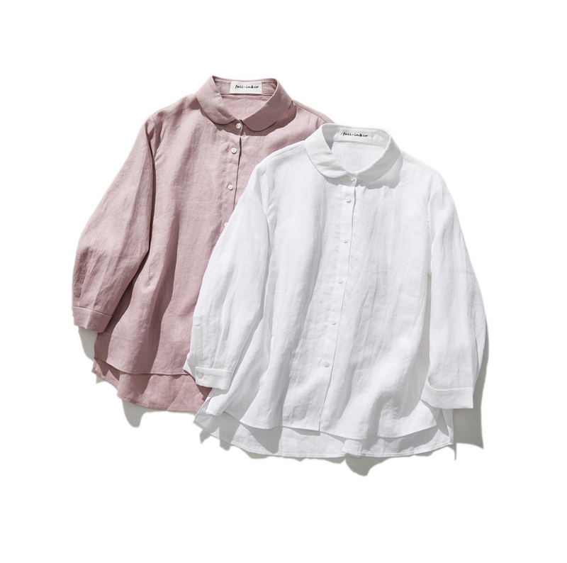 Comfortable linen shirt blouse with 3/4 sleeves for everyday wear (230612)