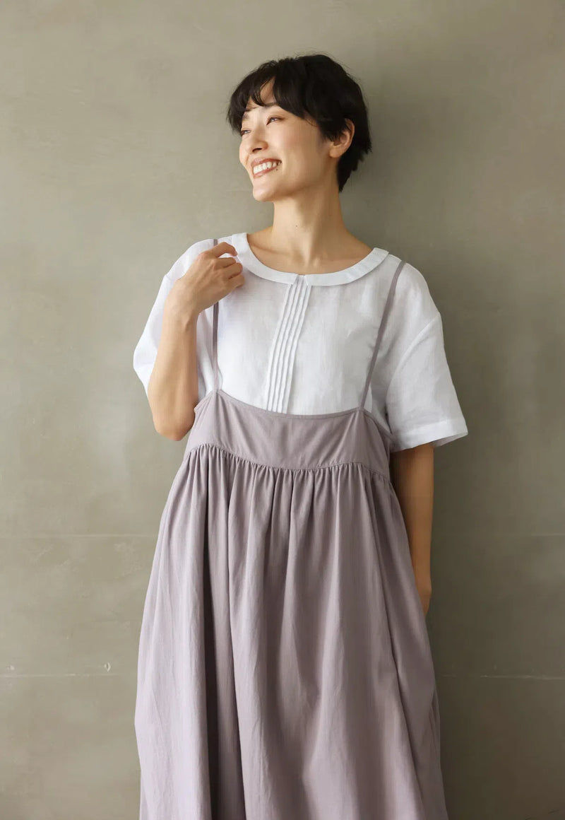 限時10%折扣★吊帶連身裙 層疊連身裙 長裙 灰紫色 240623-1