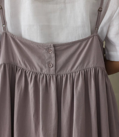 限時10%折扣★吊帶連身裙 層疊連身裙 長裙 灰紫色 240623-1