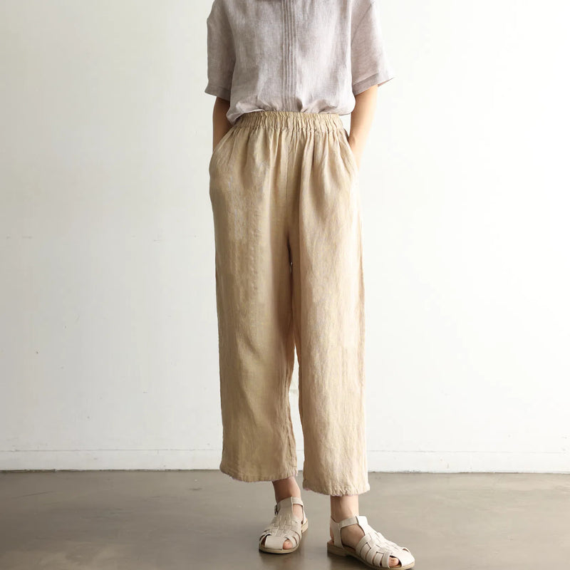 光滑舒適的亞麻褲 100%亞麻 240712-1