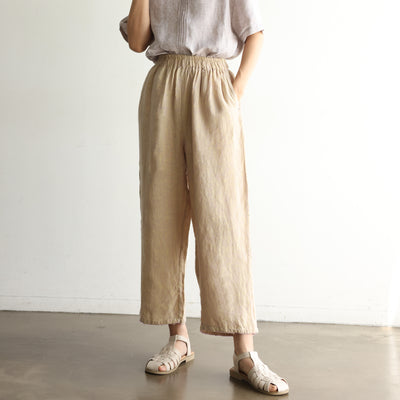 光滑舒適的亞麻褲 100%亞麻 240712-1
