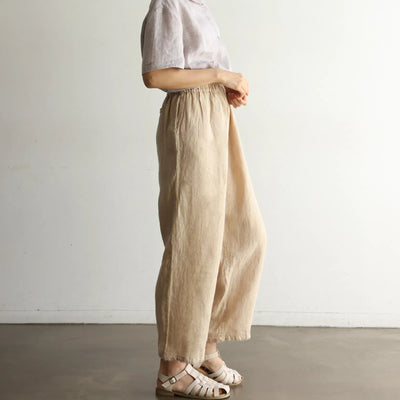光滑舒適的亞麻褲 100%亞麻 240712-1