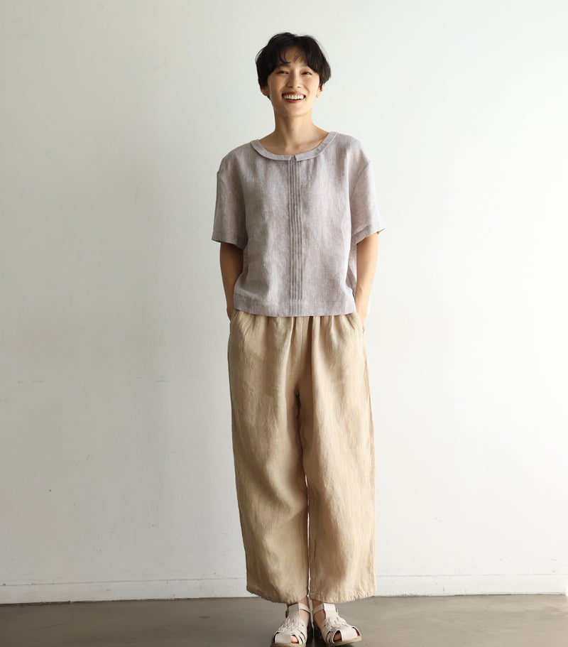 光滑舒適的亞麻褲 100%亞麻 240712-1