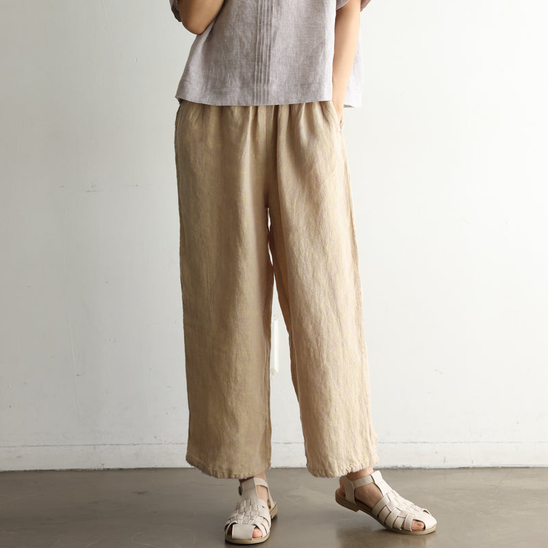 光滑舒適的亞麻褲 100%亞麻 240712-1