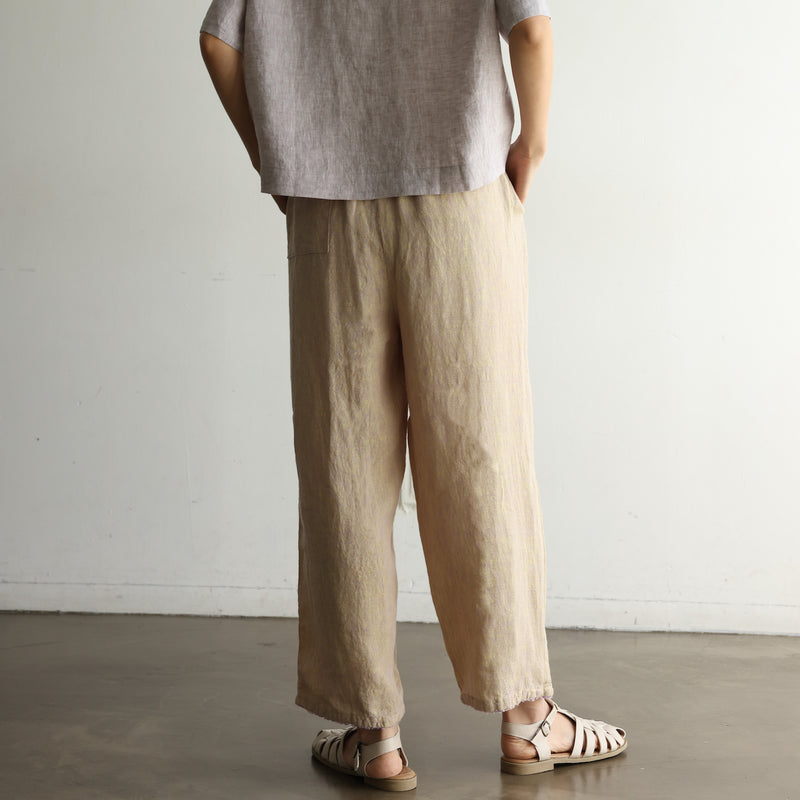 光滑舒適的亞麻褲 100%亞麻 240712-1