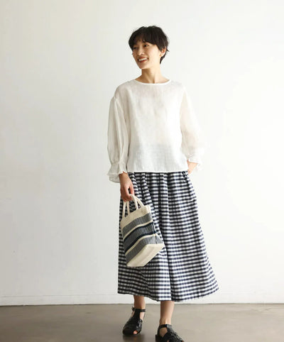 大人のフェミニンな魅力を引き出す、こだわりのプルオーバー　麻100％　ホワイト240916-1