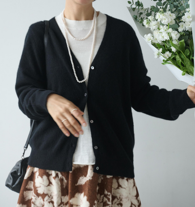 可長期穿著的羊絨開襟衫 V領開襟衫 100%羊絨 241101 