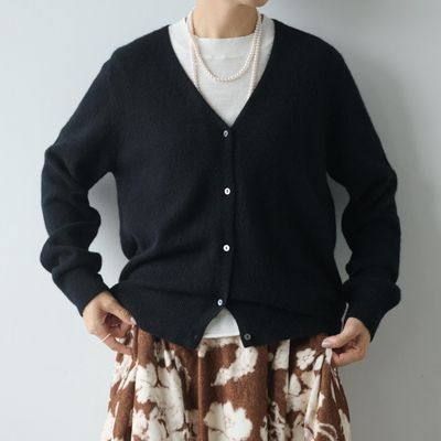 可長期穿著的羊絨開襟衫 V領開襟衫 100%羊絨 241101 