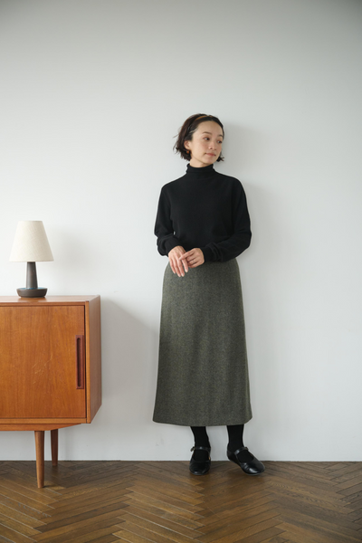 成人時尚裙子，羊毛混紡，有襯裡，241022-1 