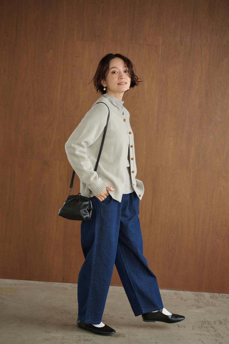 日常に欠かせないデニムパンツ 　コットン　ワイドパンツ　250216-1