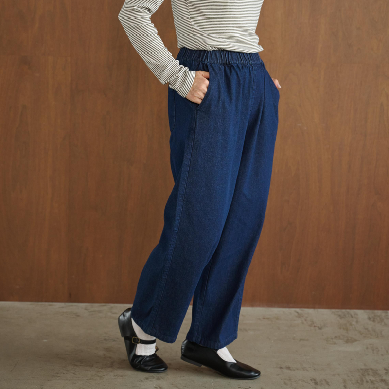 日常に欠かせないデニムパンツ 　コットン　ワイドパンツ　250216-1