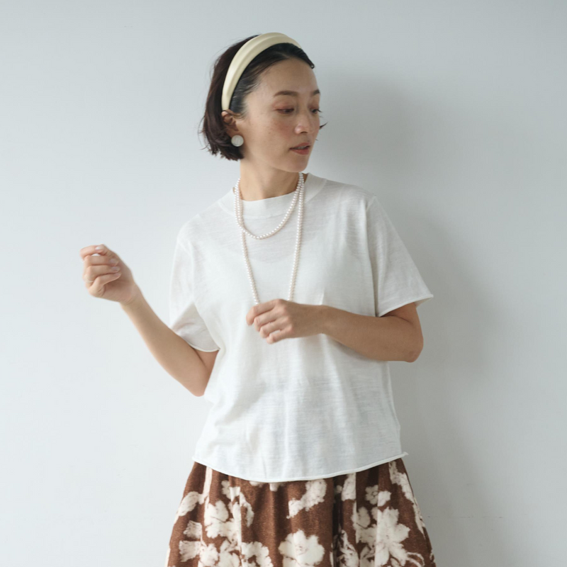 期間限定10％OFF★シンプルで上品なコットンリネンニット　サマーニット 　240707