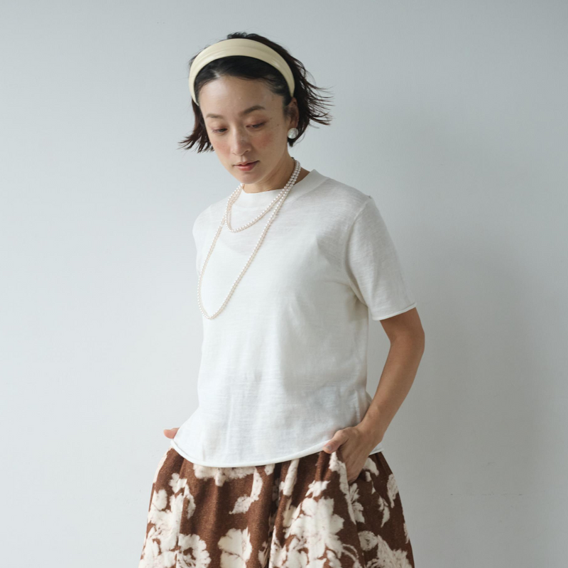 期間限定10％OFF★シンプルで上品なコットンリネンニット　サマーニット 　240707