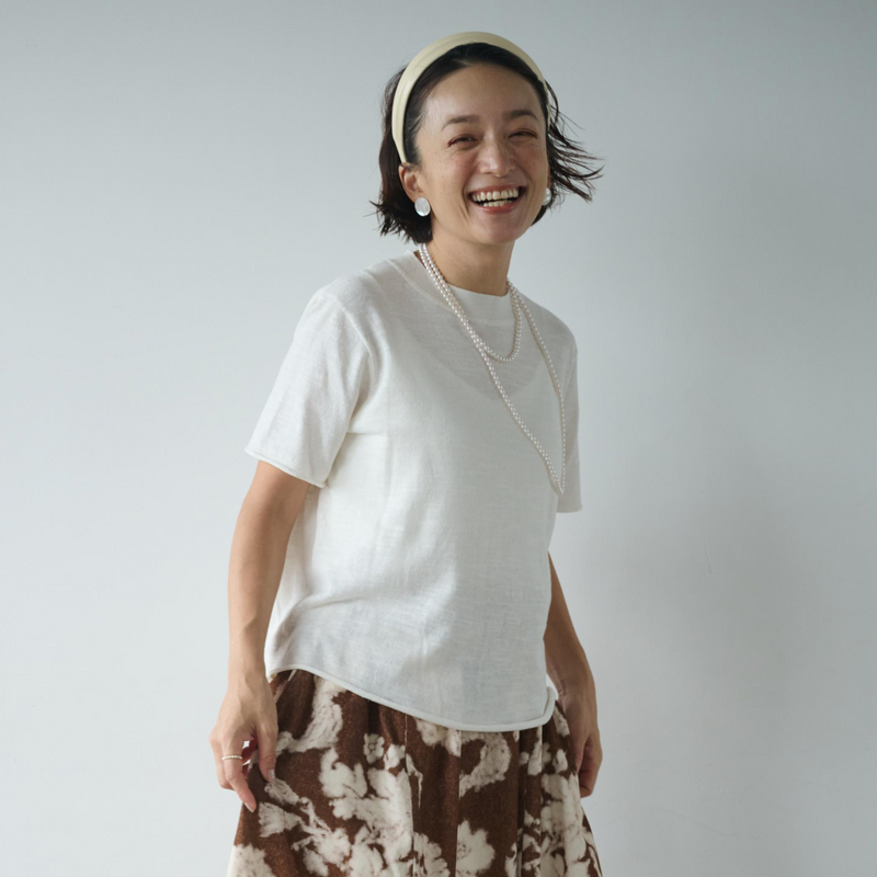 期間限定10％OFF★シンプルで上品なコットンリネンニット　サマーニット 　240707