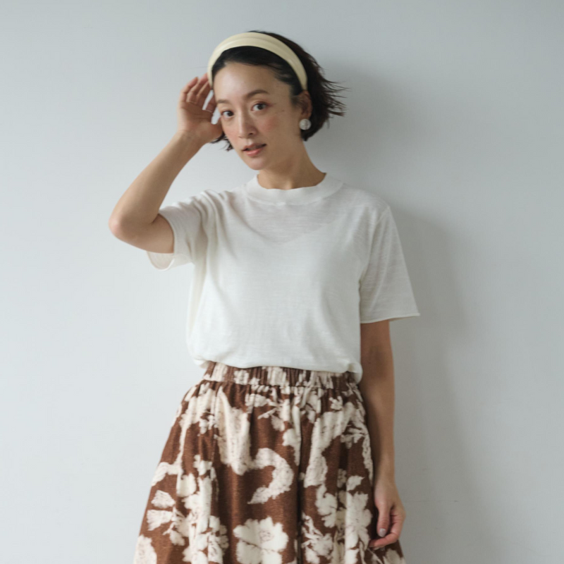 期間限定10％OFF★シンプルで上品なコットンリネンニット　サマーニット 　240707