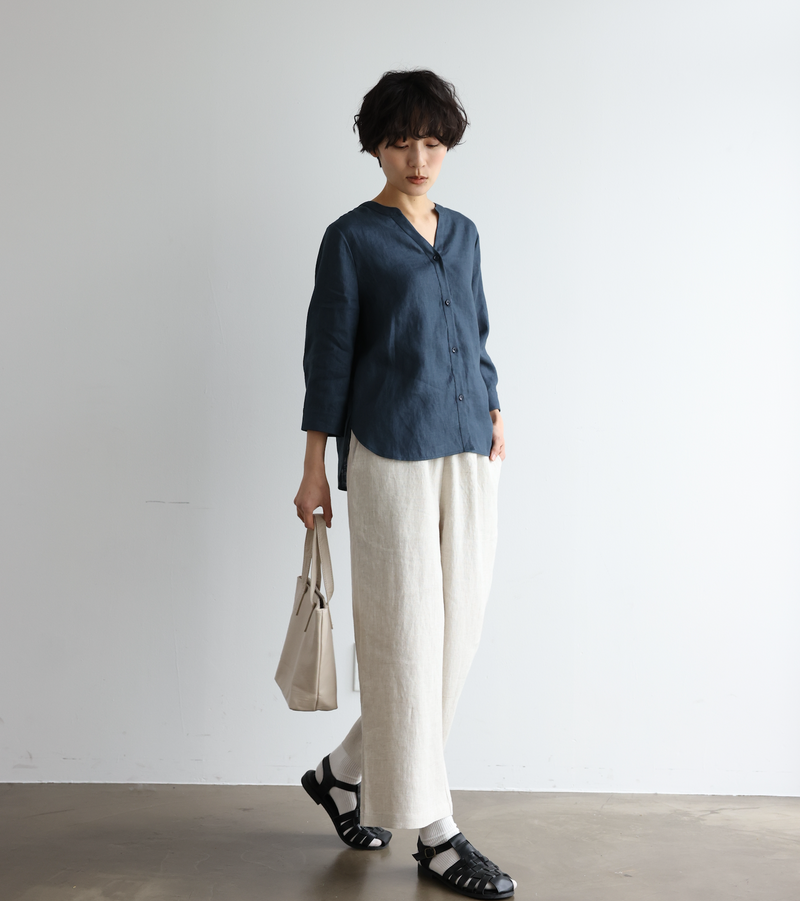 大人のゆとりある着心地 ナチュラル風合いのワイドパンツ 　生成色  250402-1