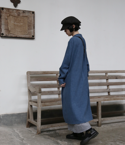 Create a sophisticated and cute look for adults. Round collar dress, long dress, linen dress 250918