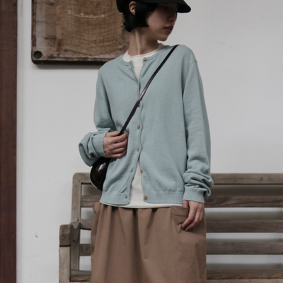 心地よい着心地の年中愛用ニットカーディガン 　コットンリネン カーディガン　251013