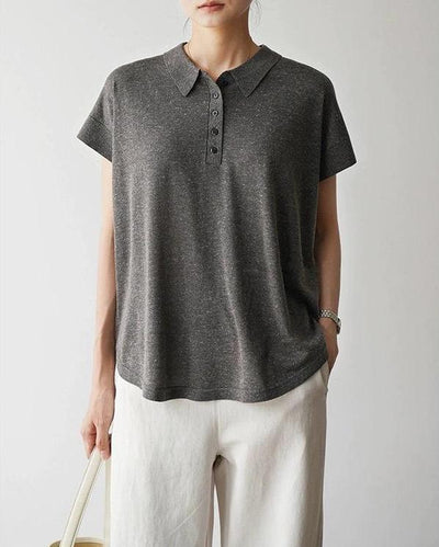 通気性抜群 シワになりにくい 夏用ニットポロシャツ 　半袖ニット 　250611