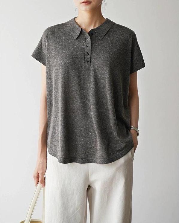 通気性抜群 シワになりにくい 夏用ニットポロシャツ 　半袖ニット 　250611