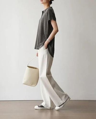 通気性抜群 シワになりにくい 夏用ニットポロシャツ 　半袖ニット 　250611