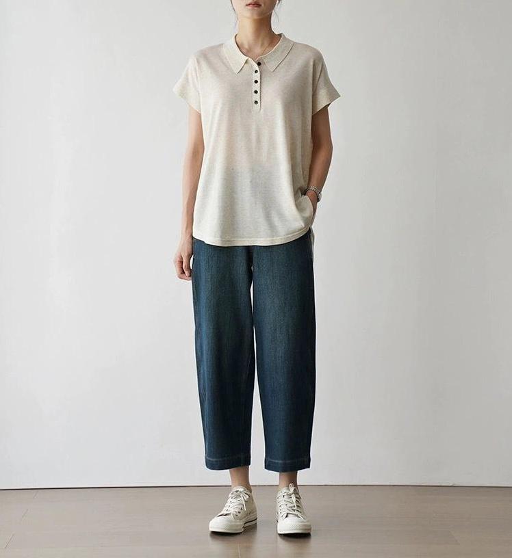 通気性抜群 シワになりにくい 夏用ニットポロシャツ 　半袖ニット 　250611