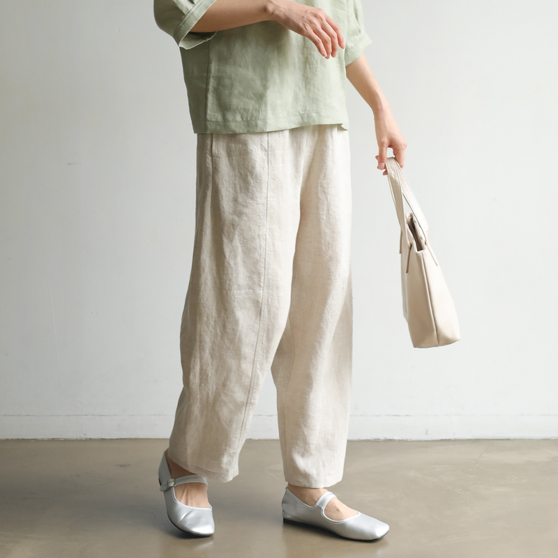 楽なのにおしゃれ感アップリネンパンツ　ロングパンツ　　230710