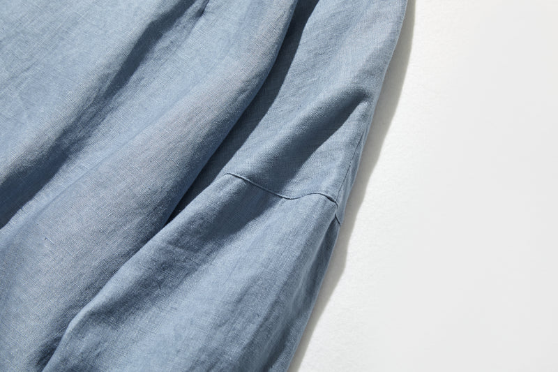 A simple yet stylish 100% linen long-sleeved blouse (230516-1) 