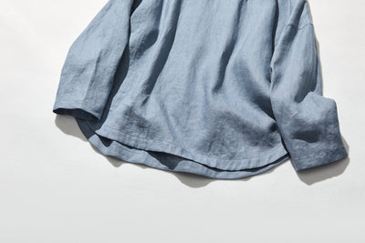A simple yet stylish 100% linen long-sleeved blouse (230516-1) 