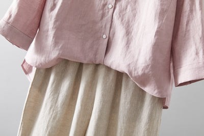 Comfortable linen shirt blouse with 3/4 sleeves for everyday wear (230612)