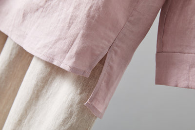 Comfortable linen shirt blouse with 3/4 sleeves for everyday wear (230612)