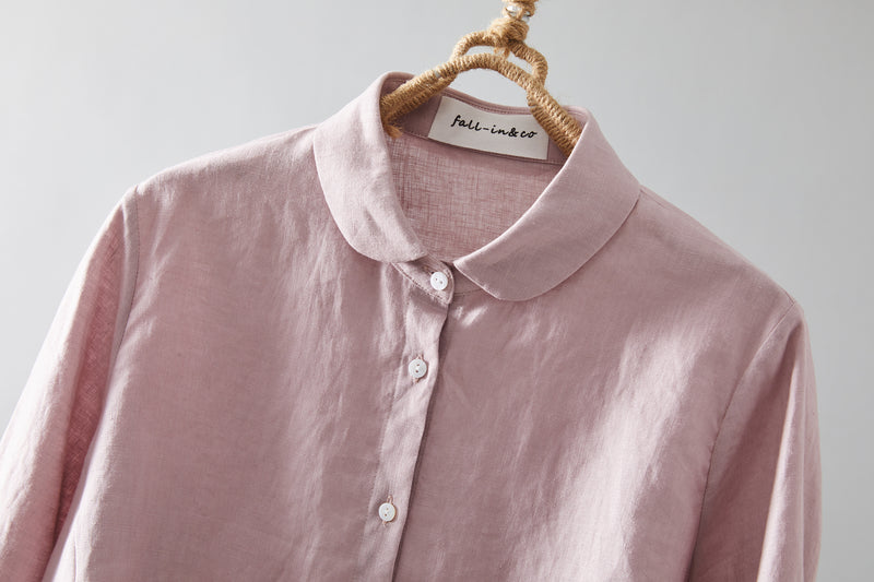 Comfortable linen shirt blouse with 3/4 sleeves for everyday wear (230612)
