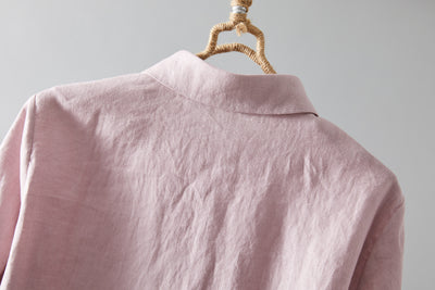 Comfortable linen shirt blouse with 3/4 sleeves for everyday wear (230612)