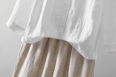 Comfortable linen shirt blouse with 3/4 sleeves for everyday wear (230612)