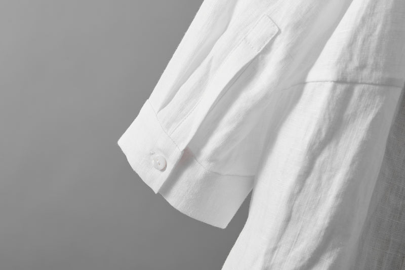 Comfortable linen shirt blouse with 3/4 sleeves for everyday wear (230612)