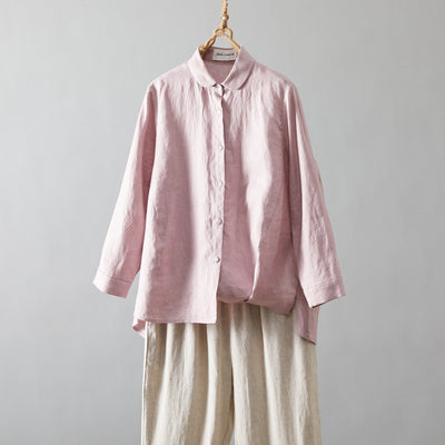 Comfortable linen shirt blouse with 3/4 sleeves for everyday wear (230612)