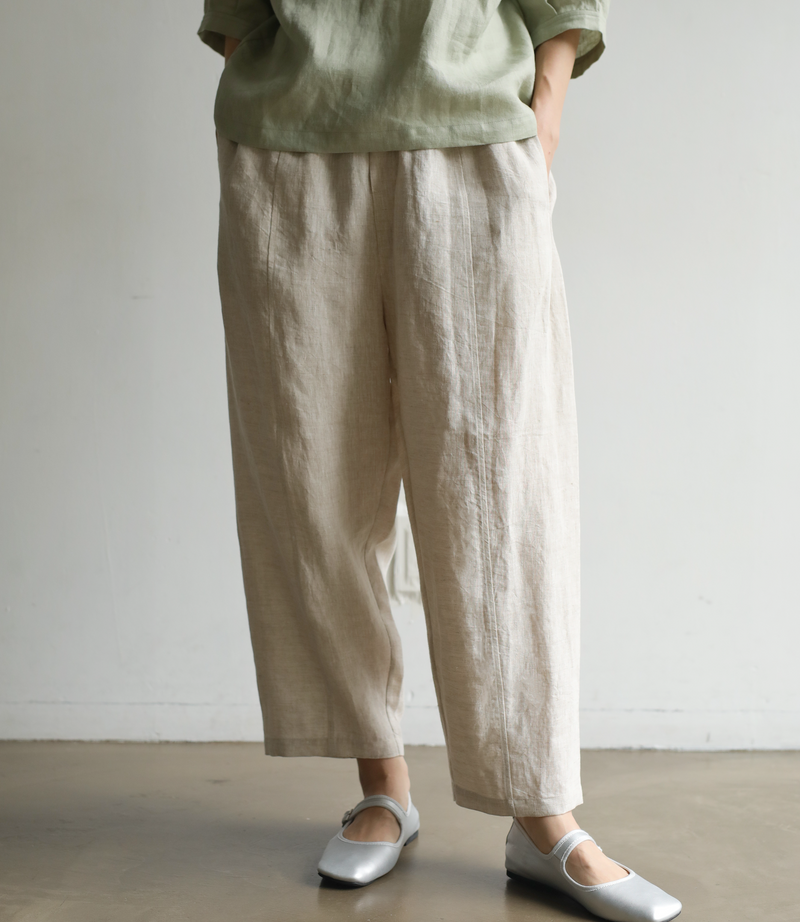 楽なのにおしゃれ感アップリネンパンツ　ロングパンツ　　230710