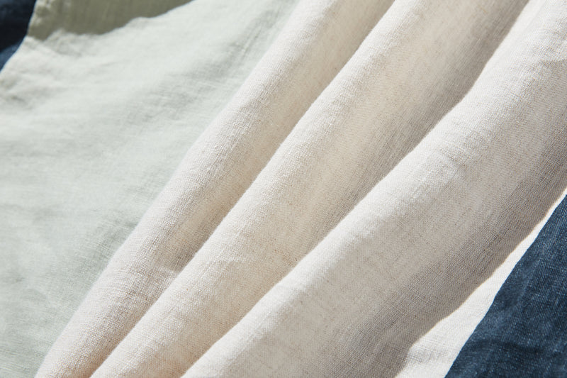 夏の定番ワンピース 配色ワンピース　リネン100％　半袖ワンピース　250705-1