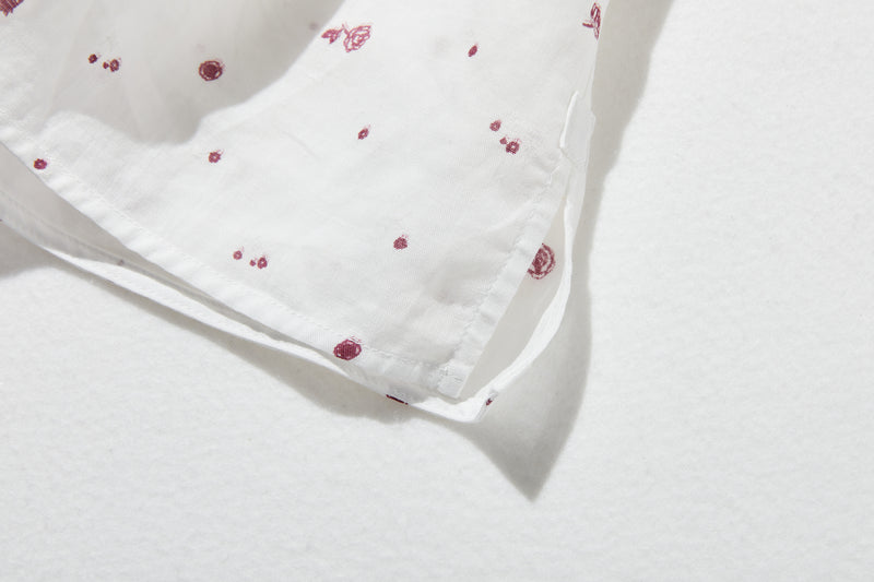 真夏にも涼しく着れる麻のブラウス　プリントブラウス　250606