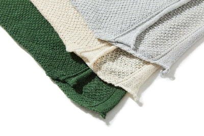 夏も冬も快適！立体編みのリネンコットンニットプルオーバー　　250703