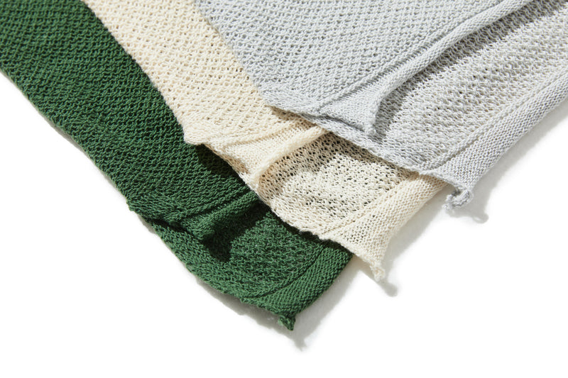 夏も冬も快適！立体編みのリネンコットンニットプルオーバー　　250703